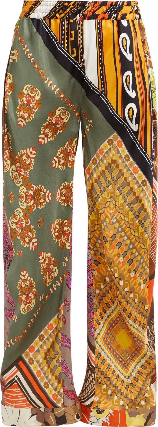Chloe Caravan-print silk trousers