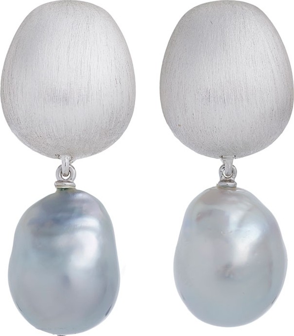 Margot McKinney Satin-Finish Earrings with Detachable Pearl Drops in 18K White Gold