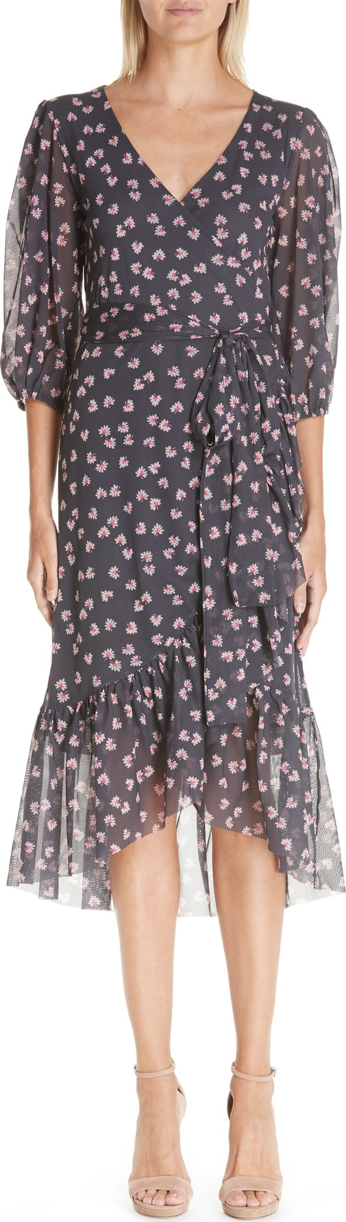 Ganni Floral Print Wrap Dress