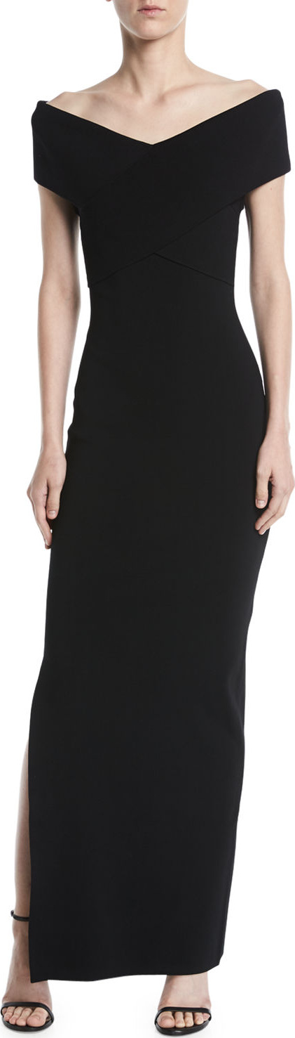 Solace London Adina Cross-Front Off-Shoulder Gown Dress
