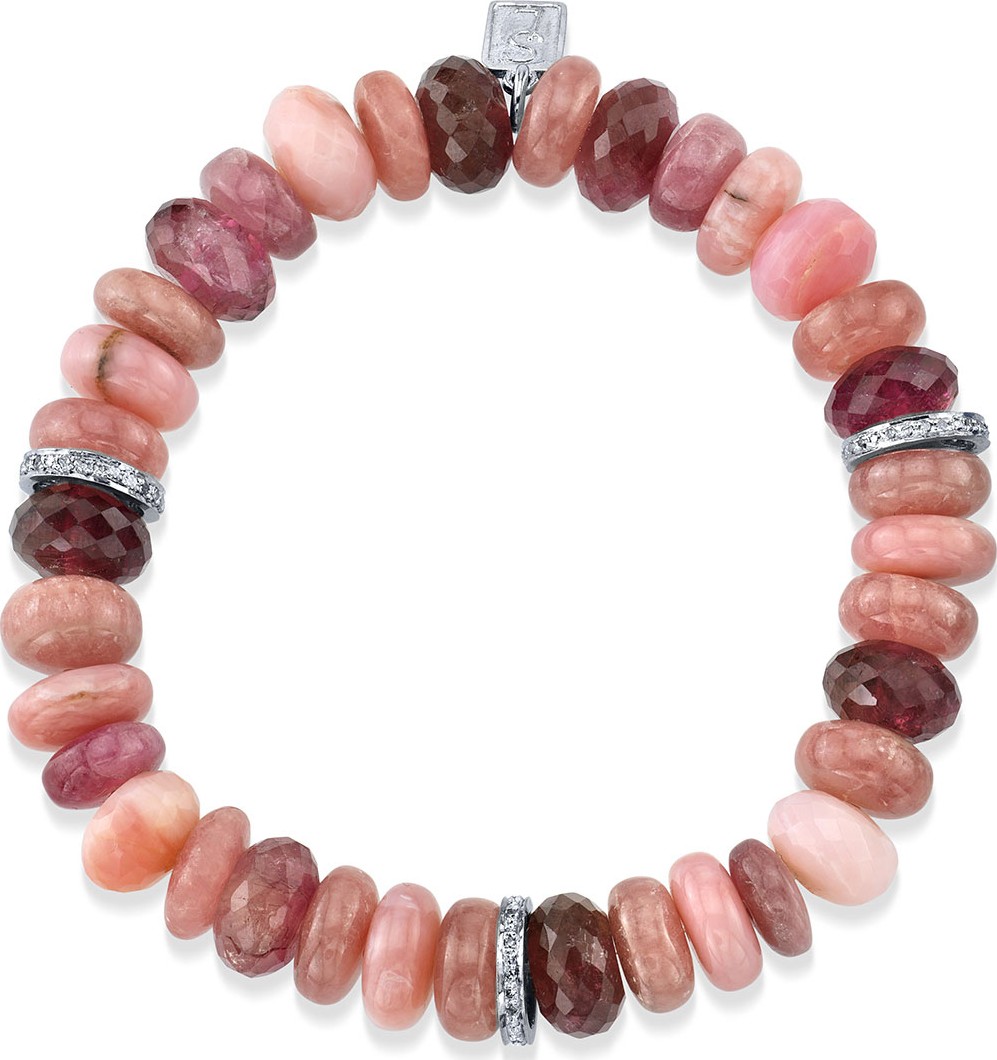 Sheryl Lowe 10mm Pink Mix Bracelet w/ 3 Diamond Rondelles
