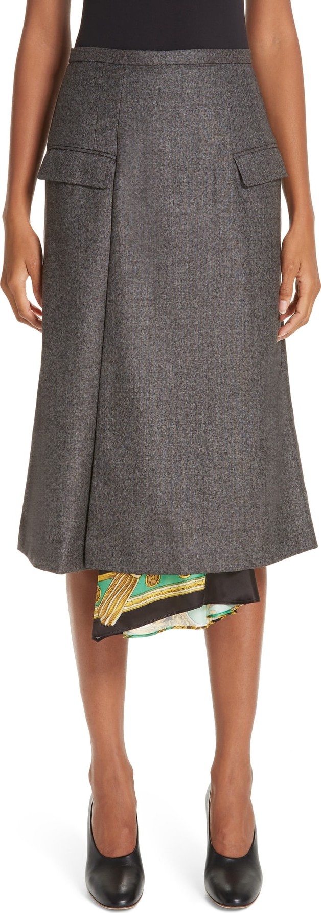 Toga Scarf Panel Wool Wrap Skirt