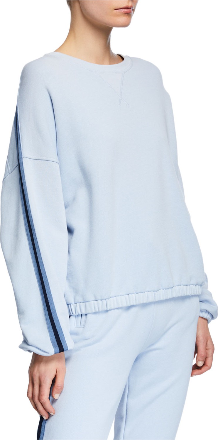 ATM Anthony Thomas Melillo French Terry Dropped-Shoulder Pullover w/ Side Stripes