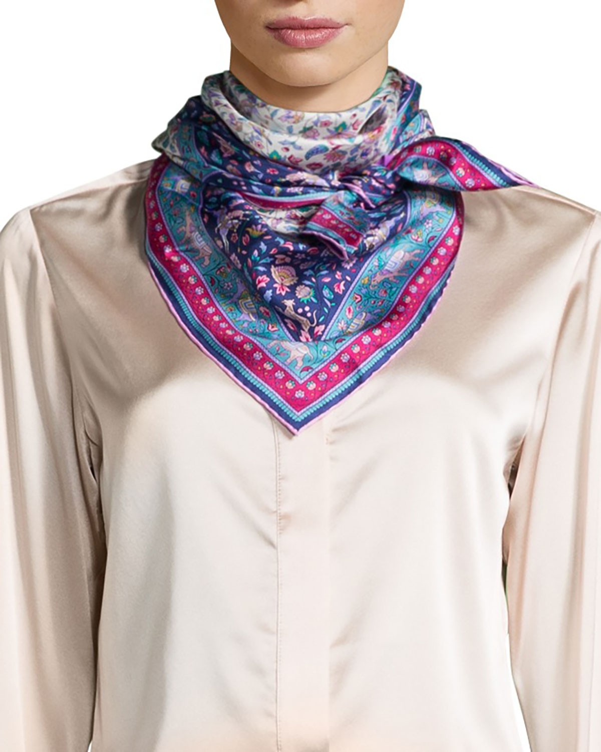 Liberty London Imran Framed Floral Silk Scarf
