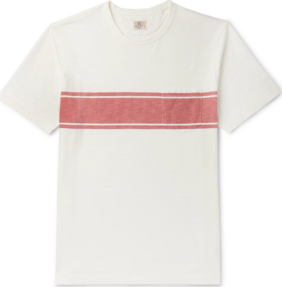 Faherty Striped Slub Cotton-Jersey T-Shirt