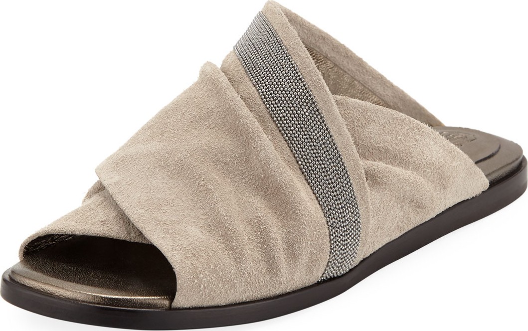 Brunello Cucinelli Rustic Suede Crisscross Sandals