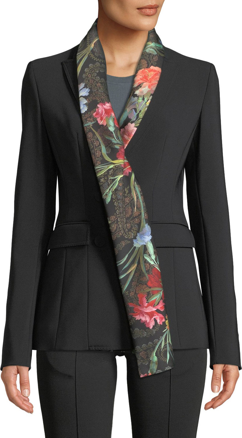 Off White Double-Breasted Jacket with Foulard Collar