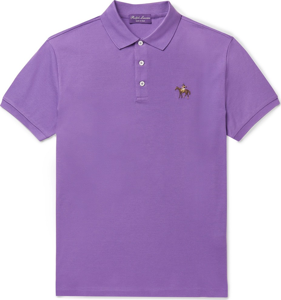 Ralph Lauren Purple Label Slim-Fit Embroidered Mercerised Cotton-Piqué Polo Shirt