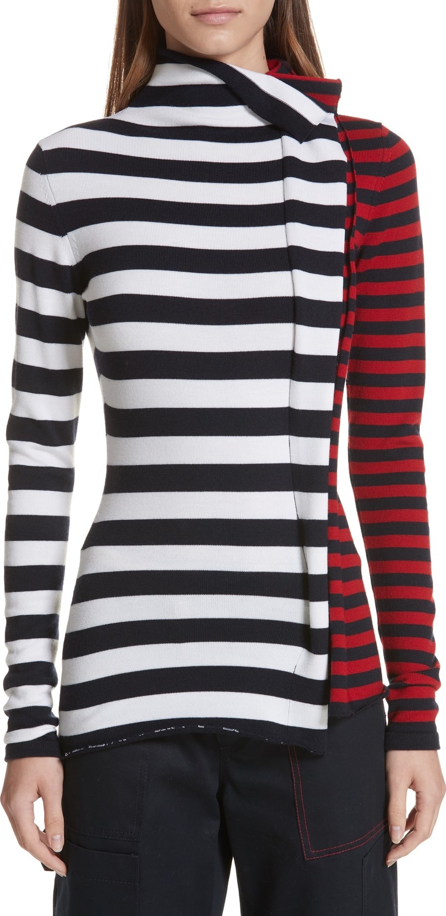Monse Half & Half Stripe Wool Sweater