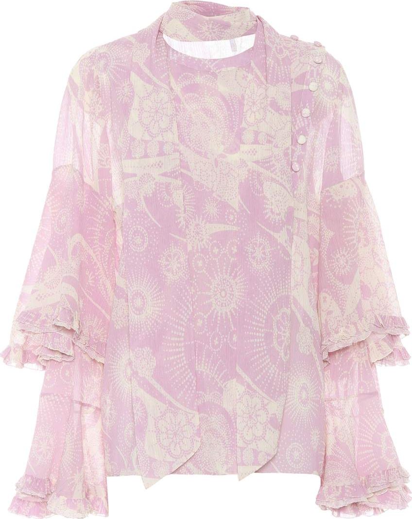Chloe Cotton and silk ruffled blouse