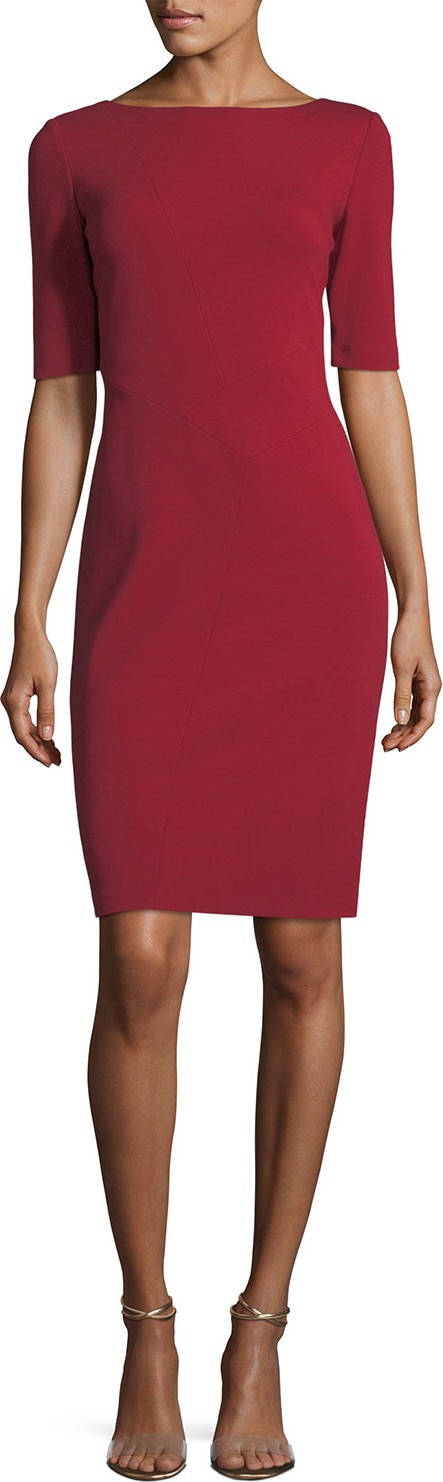 Lafayette 148 New York Asymmetric-Seamed Punto Milano Sheath Dress