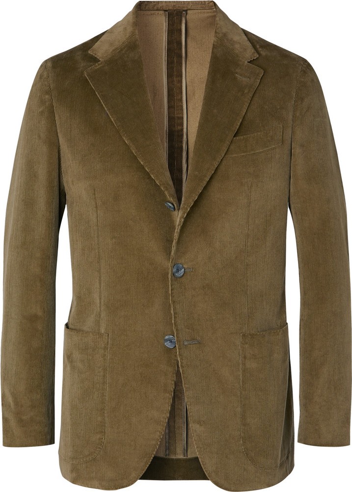 Caruso Green Butterfly Cotton-Blend Corduroy Suit Jacket