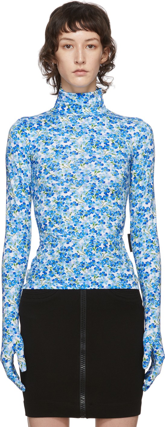 Vetements Blue & White Gloves Turtleneck