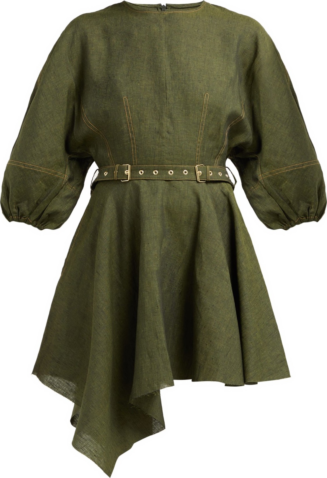 Marques'Almeida Asymmetric-hem belted linen dress