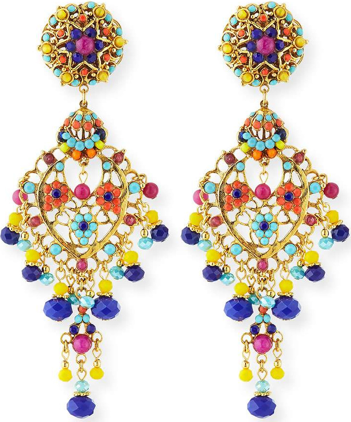 Jose & Maria Barrera Bright Filigree Chandelier Earrings