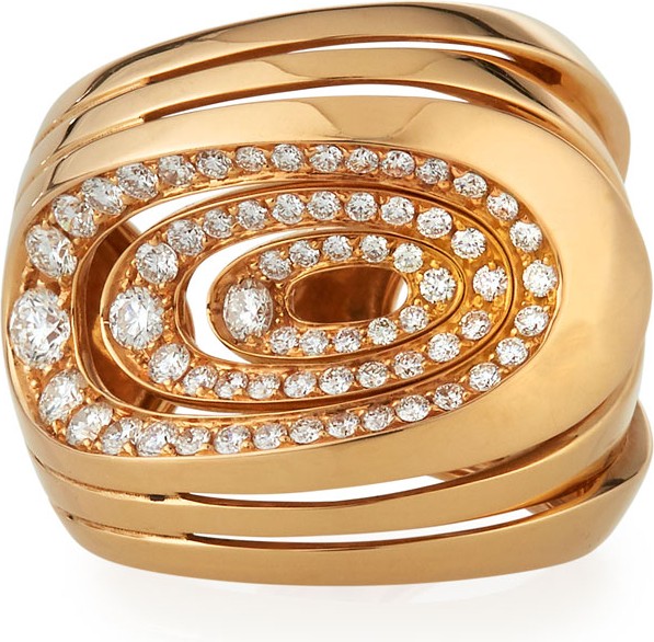 Gismondi 1754 18k Rose Gold 6-Loop Diamond Ring, Size 6.5