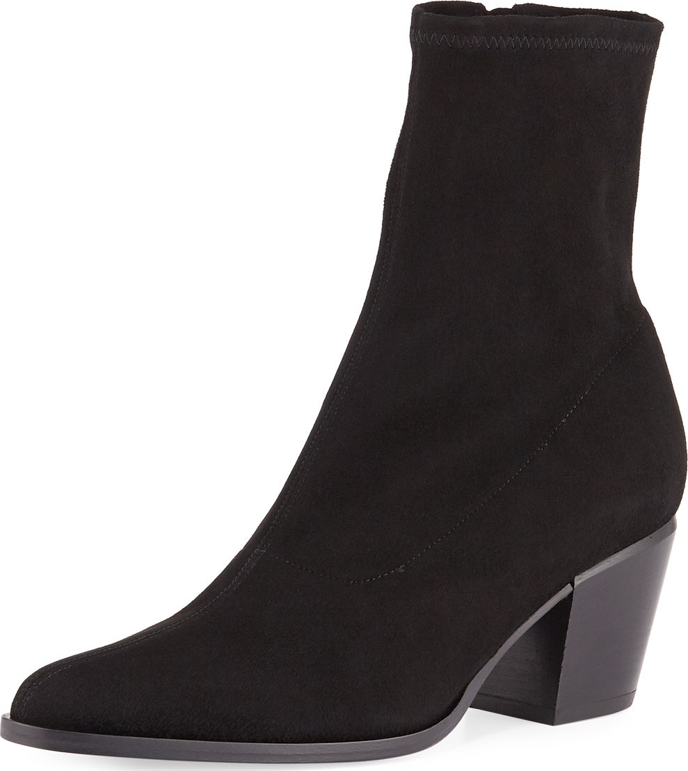 Vince Hayek Suede Block-Heel Sock Booties
