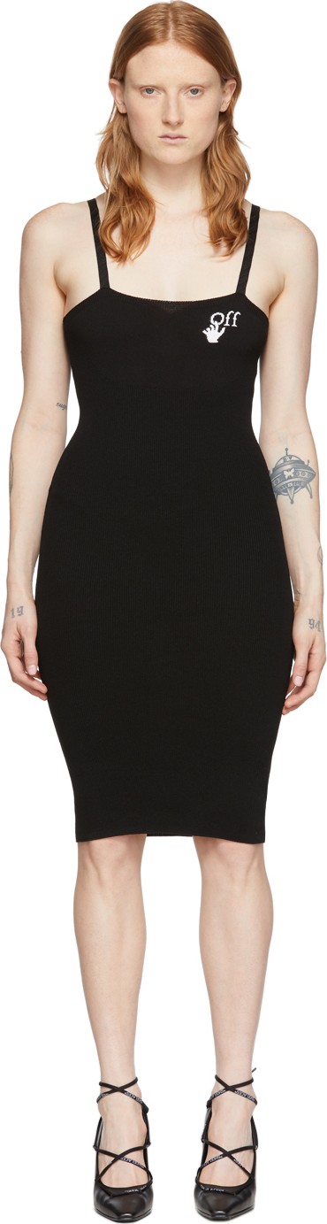 Off White Black Basic Midi Dress