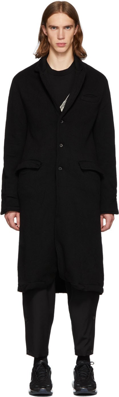 Undercover Black Wool Crinkle Coat