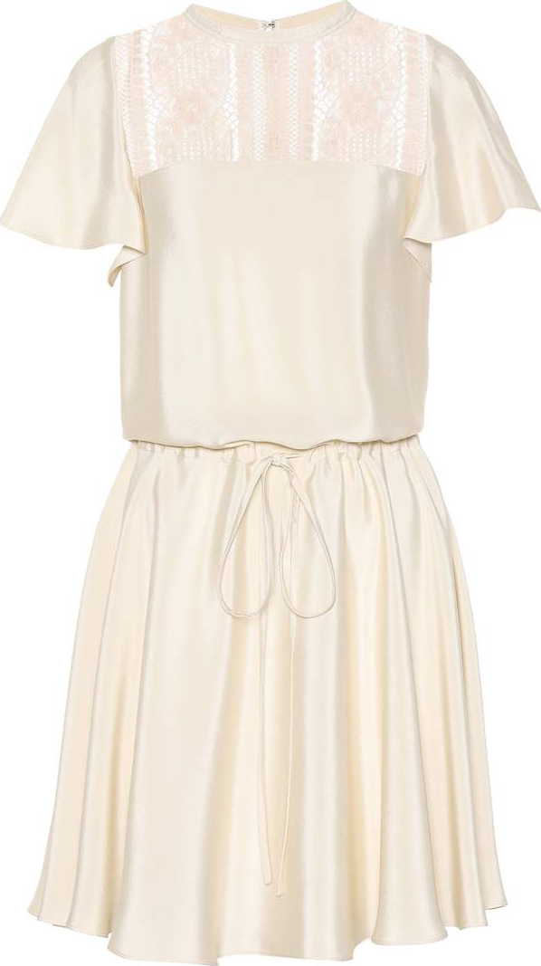 Valentino Lace-panelled silk dress