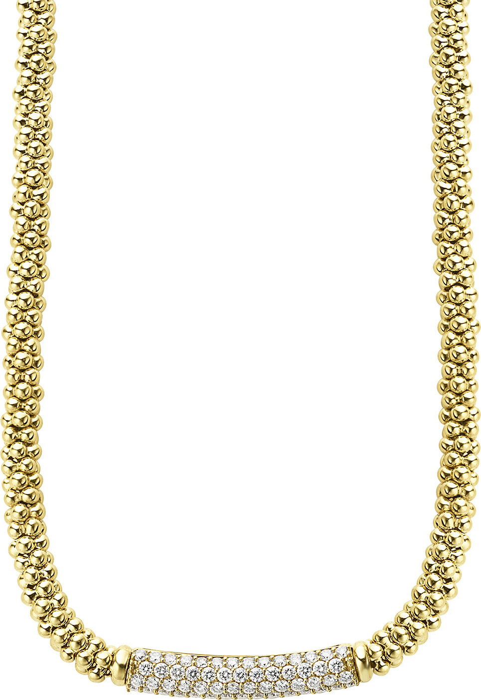 LAGOS 18k Caviar Gold Rope Necklace w/ 27mm Diamond Plate