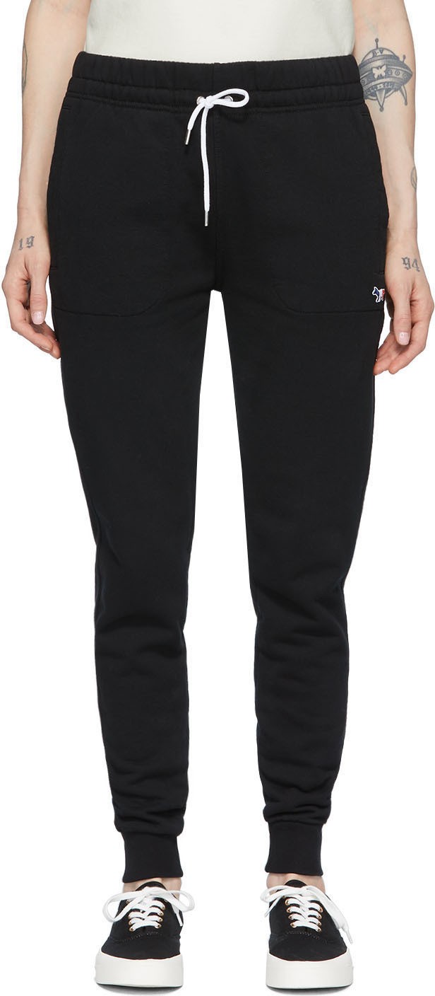 Maison Kitsune Black Tricolor Fox Lounge Pants