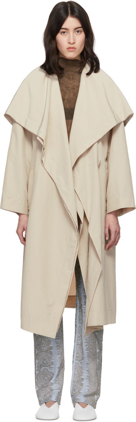 Issey Miyake Beige Draw Long Sleeve Coat