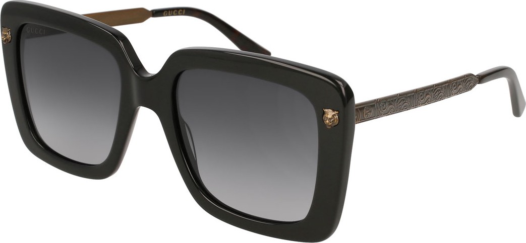 Gucci Acetate Square Tiger Sunglasses, Black