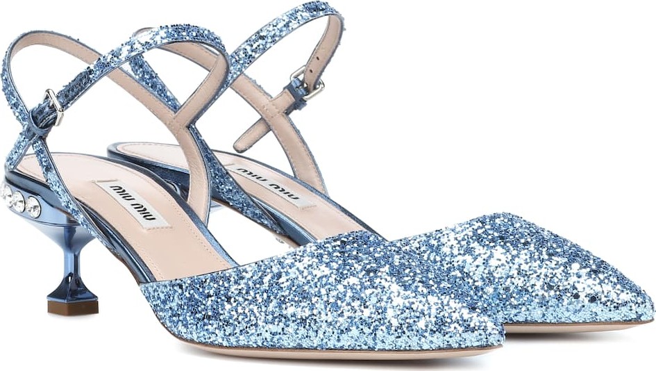 Miu Miu Glitter slingback pumps