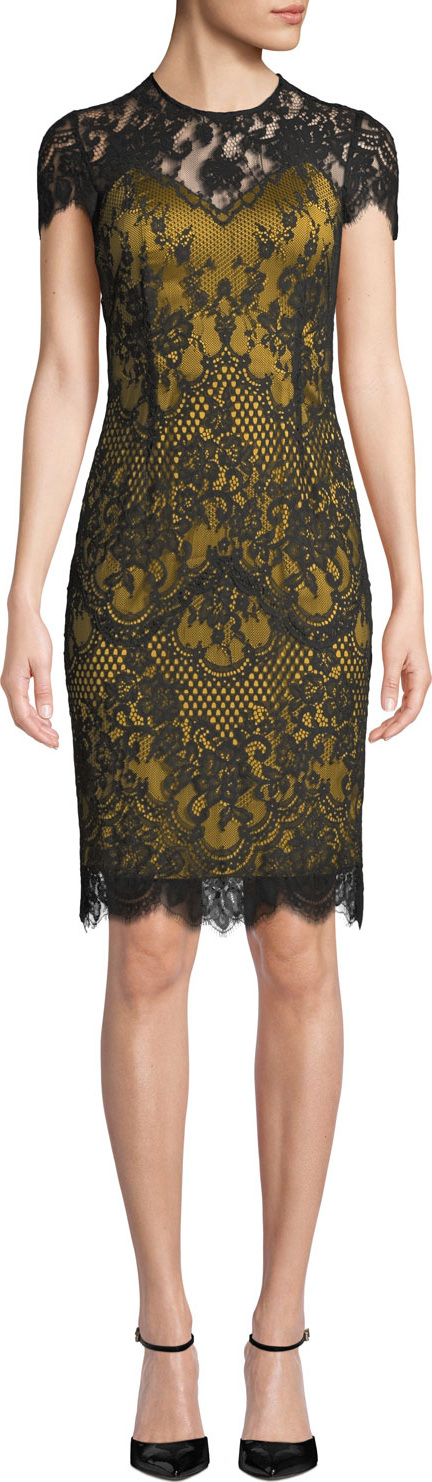 Catherine Deane Libba Cap-Sleeve Lace Dress