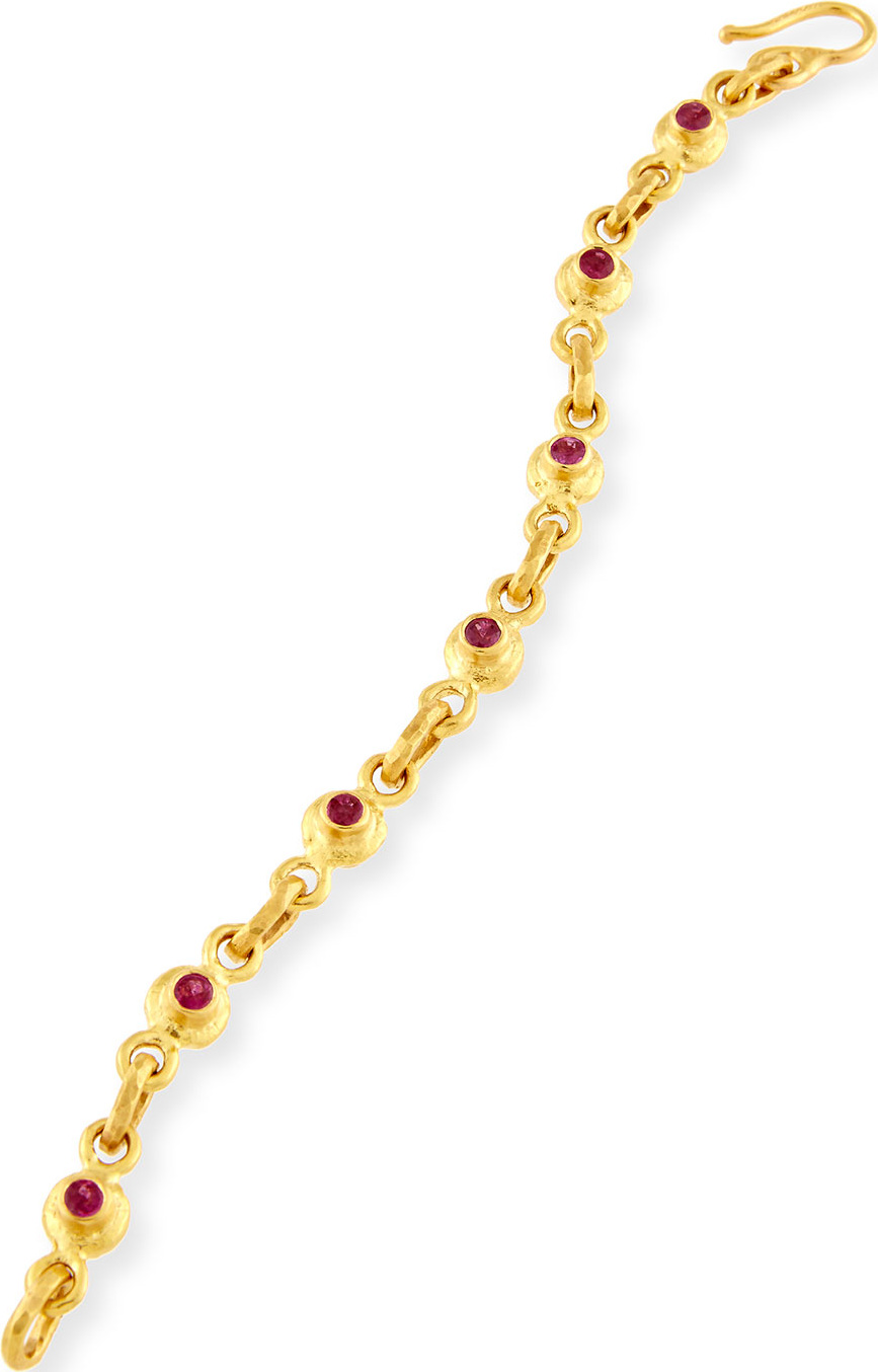 Jean Mahie White Diamond & Pink Sapphire Link Bracelet