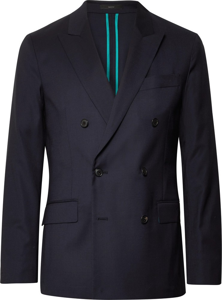 Paul Smith Midnight-Blue Soho Slim-Fit Double-Breasted Wool Suit Jacket