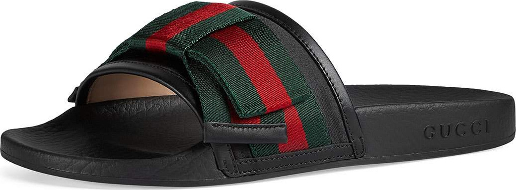 Gucci Flat Pursuit Web Slide Sandal