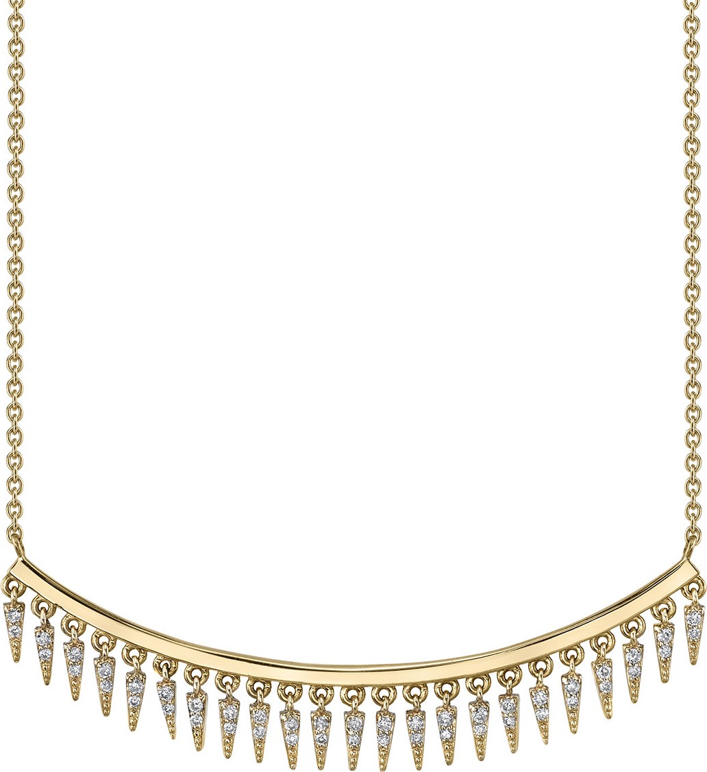 Sydney Evan 14k Gold Diamond Fringe Drop Bar Necklace