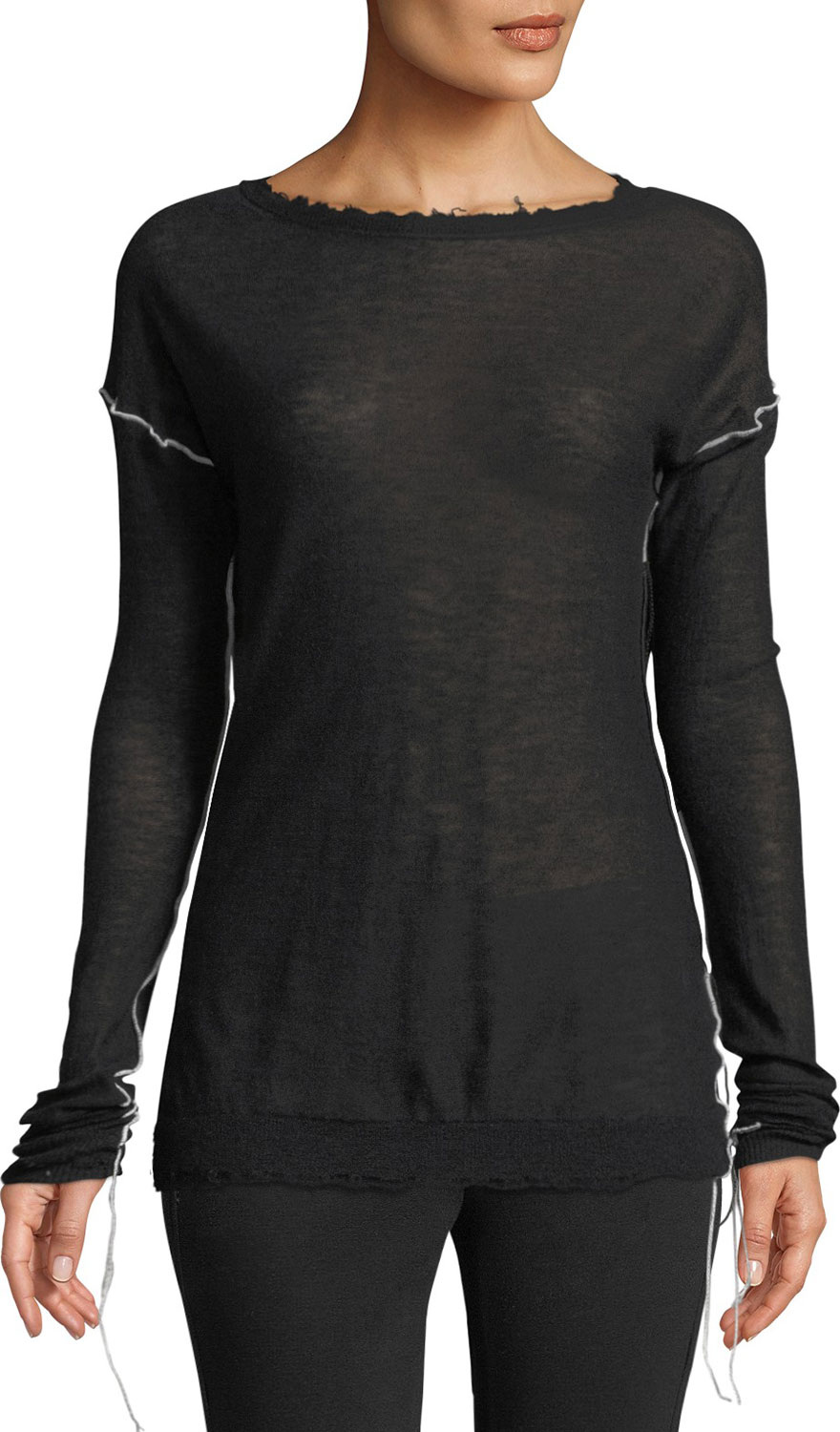 Helmut Lang Dropped-Shoulder Cashmere Crewneck Top