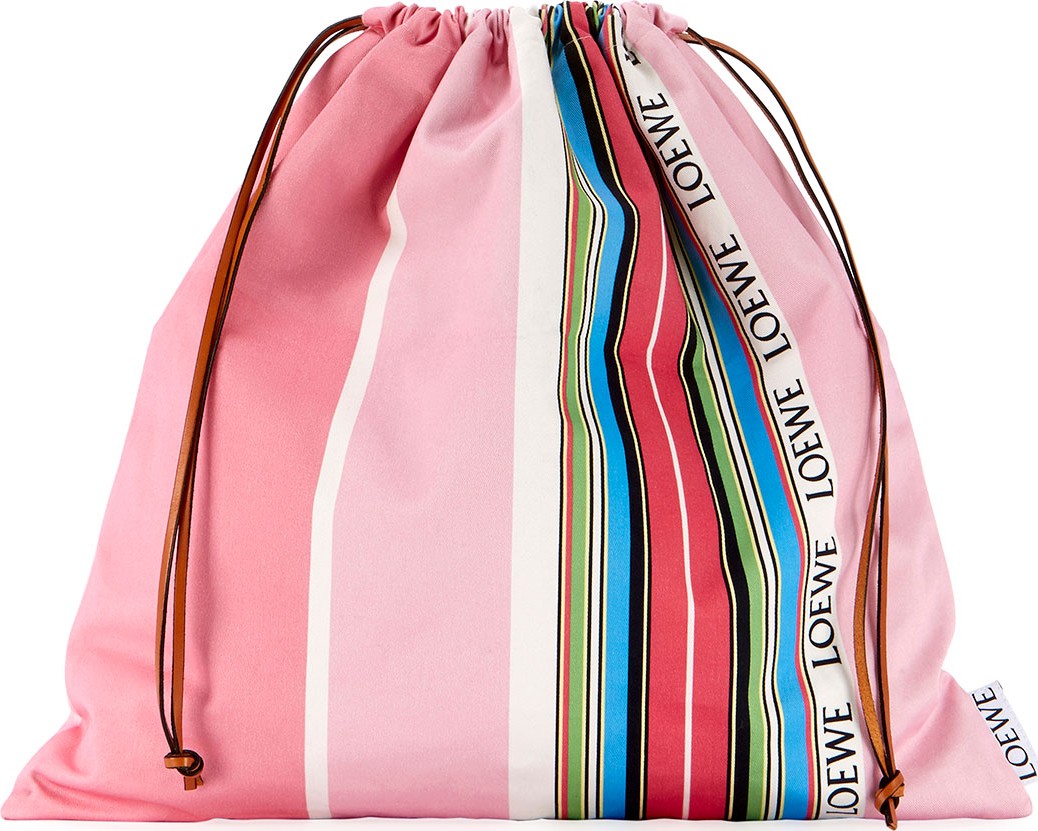 LOEWE Large Striped Drawstring Pouch Bag