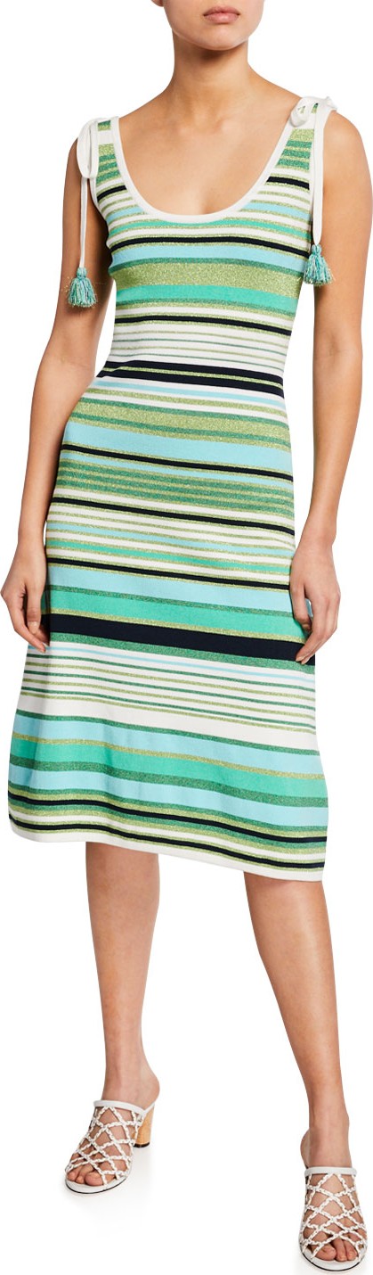 Veronica Beard Dulce Striped Scoop-Neck Sleeveless Dress