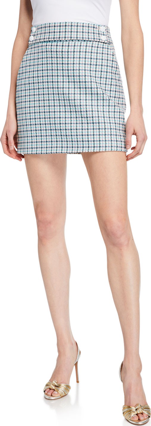 Veronica Beard Arezzo Houndstooth Check Mini Skirt
