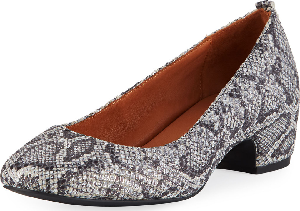 Gentle Souls Priscille Snake-Print Low-Heel Pumps