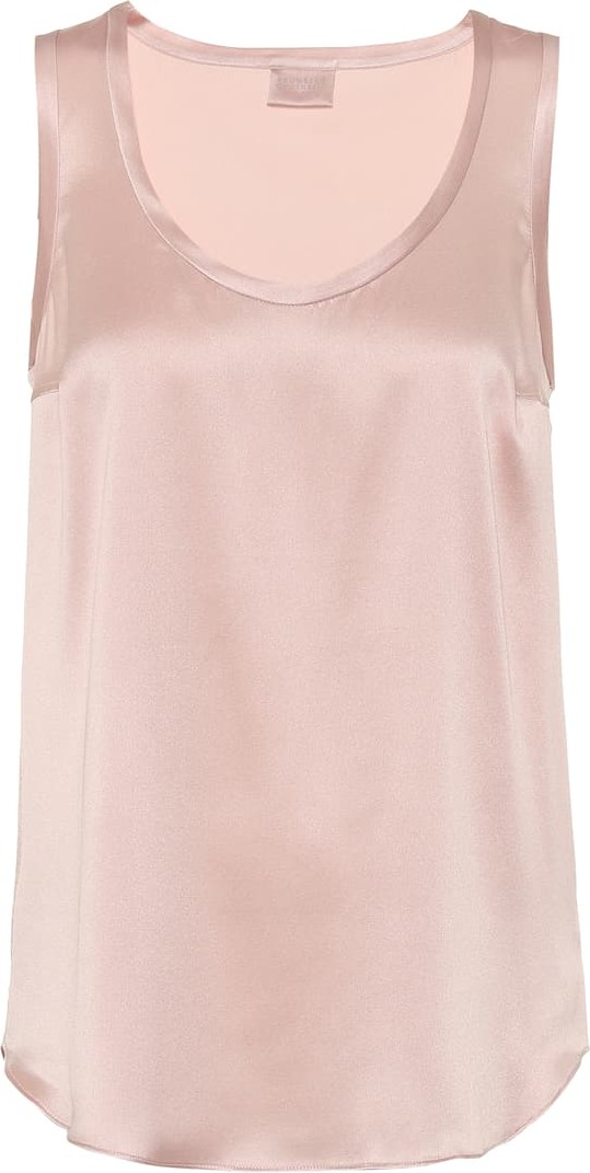 Brunello Cucinelli Stretch-silk satin tank top