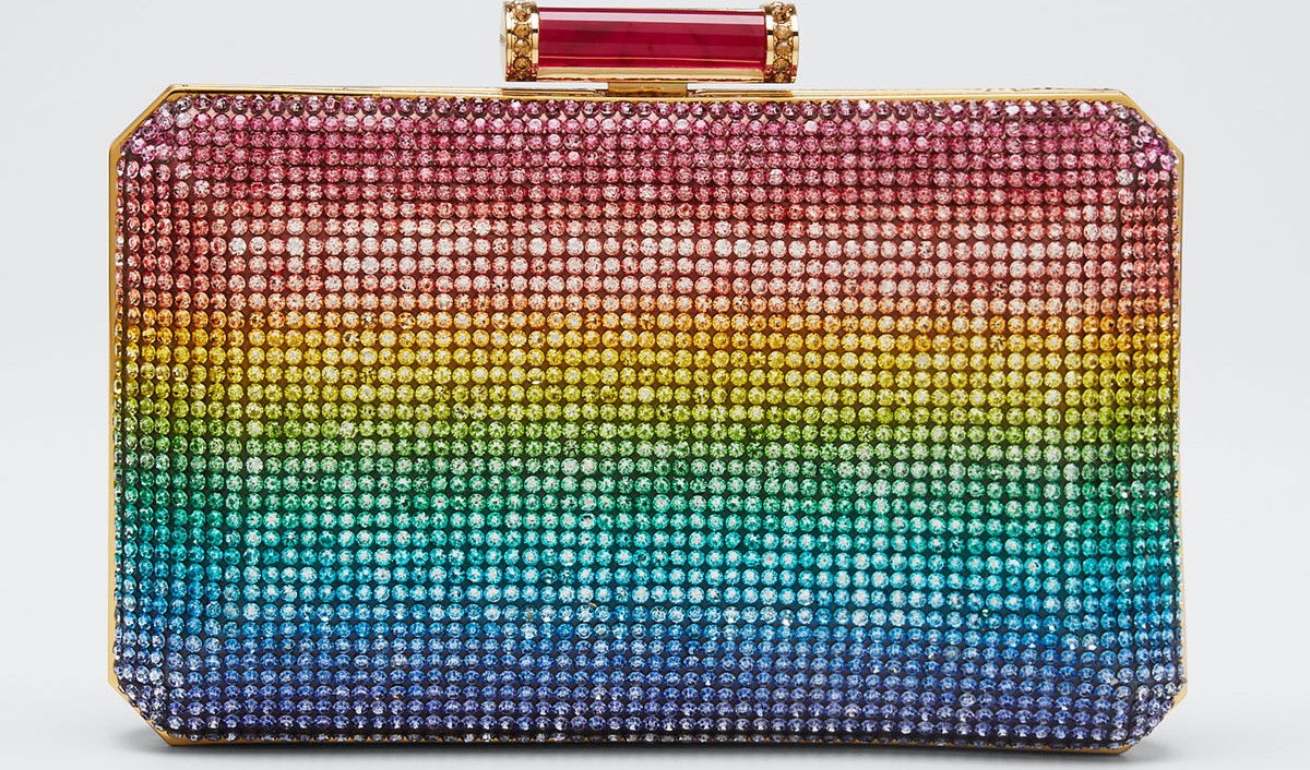 Judith Leiber Soho Rainbow Crystal Clutch Bag