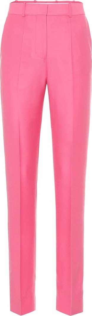 VICTORIA, VICTORIA BECKHAM Mid-rise straight wool-flannel pants