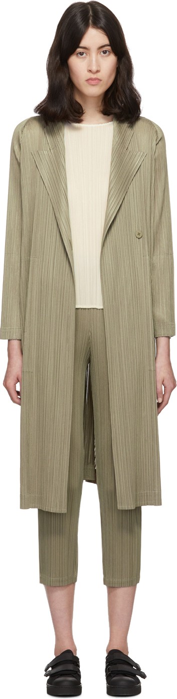 Pleats Please By Issey Miyake Grey Pleats Blazer Coat