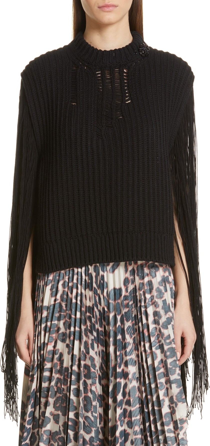 Calvin Klein 205W39NYC Fringe Sleeve Sweater