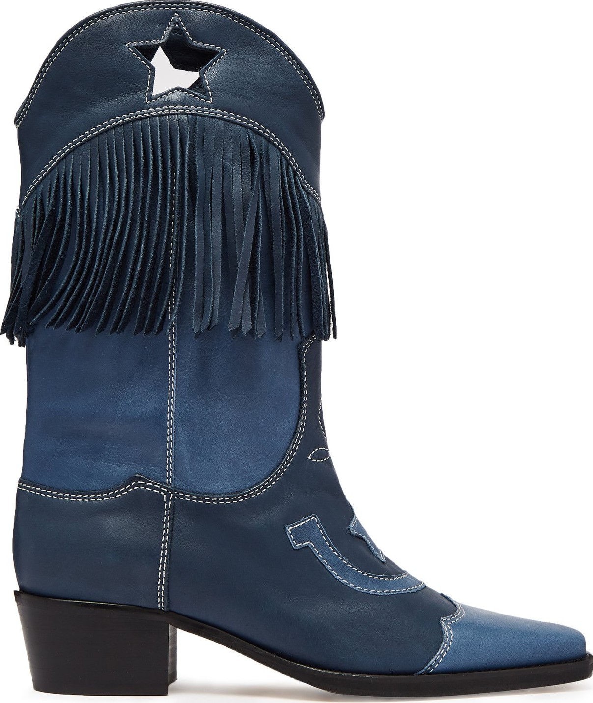 Ganni Tove fringed leather western boots