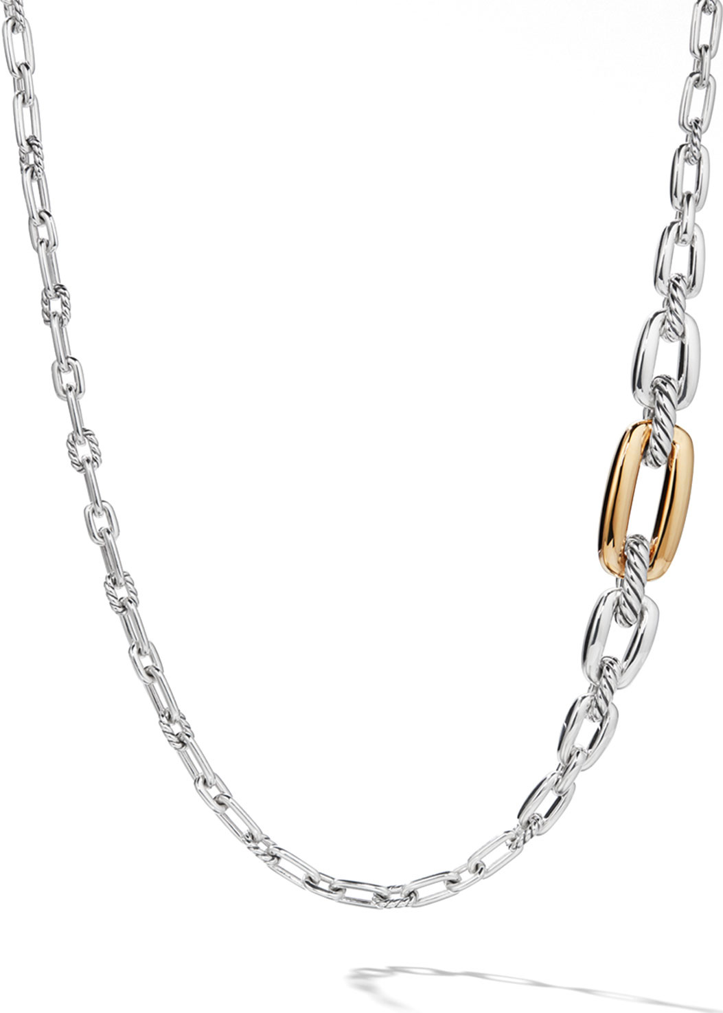 David Yurman Wellesley Link Long Necklace w/ 18k Gold