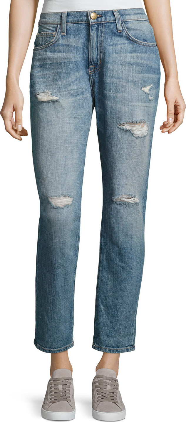 Current/Elliott The Fling Distressed Cropped Ankle Jeans, Loved