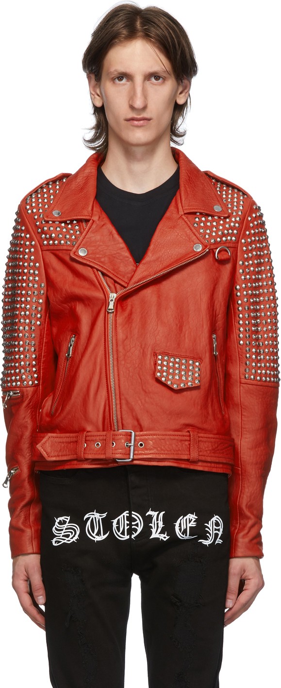 Stolen Girlfriends Club Red Leather Motor City Biker Jacket