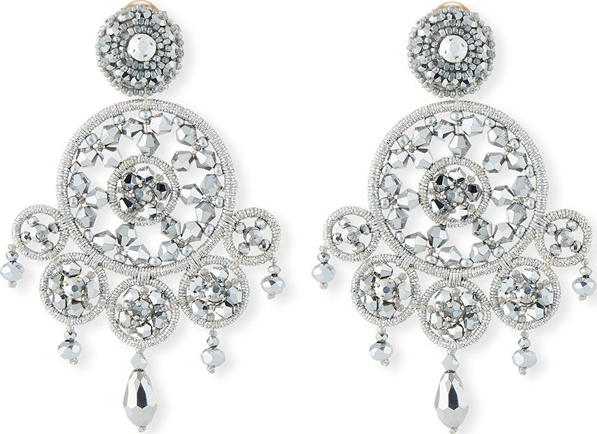 Oscar De La Renta Dreamcatcher Crystal Clip-On Earrings