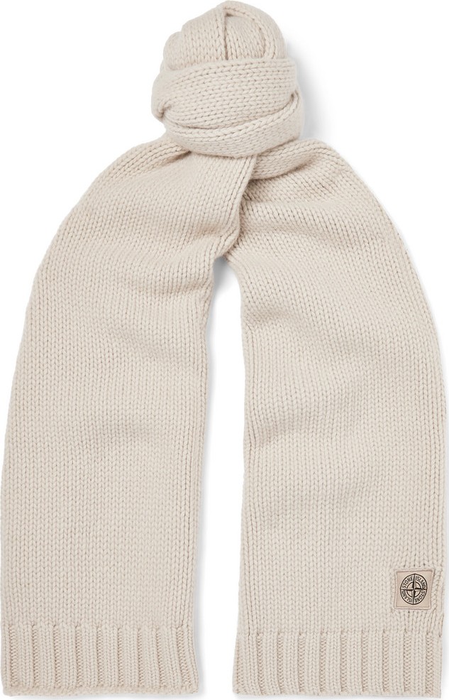 Stone Island Logo-Appliquéd Virgin Wool Scarf Stone Island Logo-Appliquéd Virgin Wool Scarf